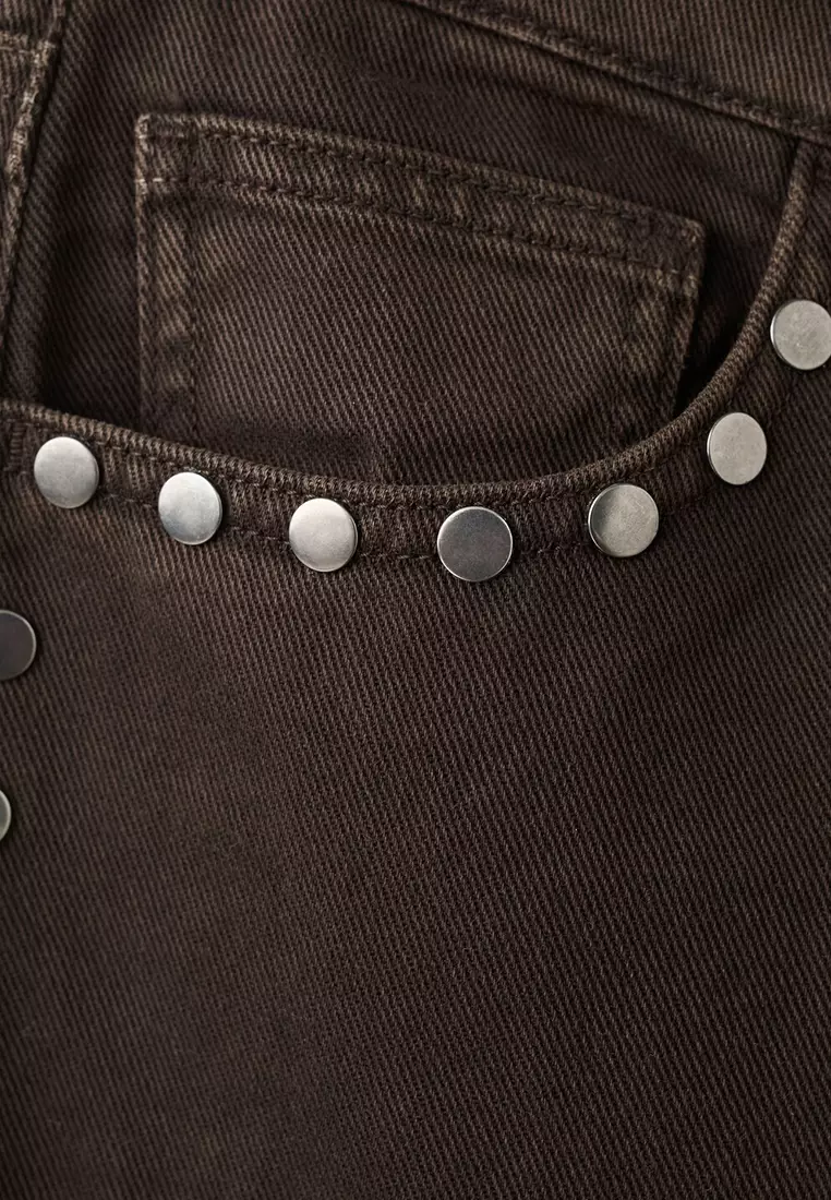Wide Leg Studded Jeans
