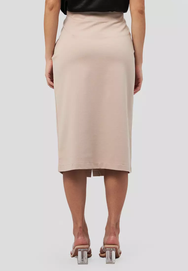 Fitted Midi Skirt with Button