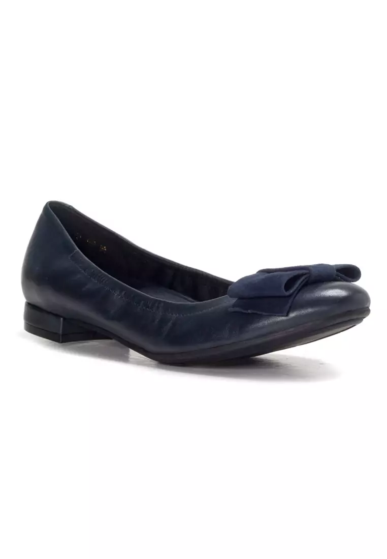 AMAZTEP Bow Nappa Leather Mid heeled Ballet Pumps