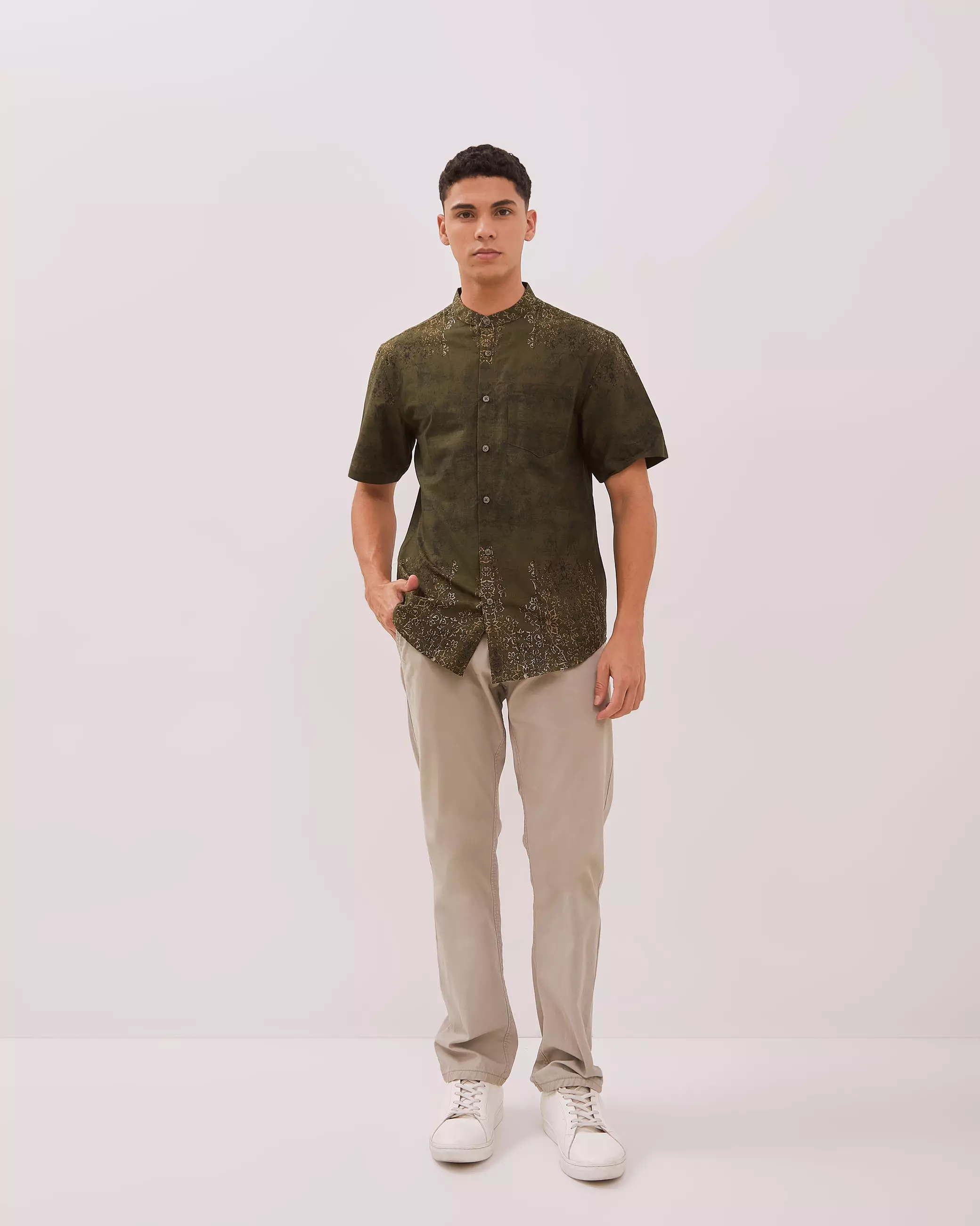 AMK Kemeja Koko Pria Lengan Pendek KK Darreh Ss Series Warna Olive