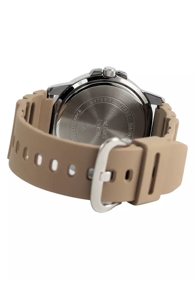 Casio - Jam Tangan Analog Pria - Silver - Brown Rubber Strap - MTP-VD300-5B