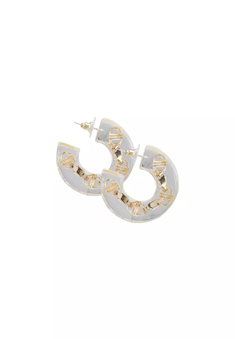 Clear resin cheap hoop earrings