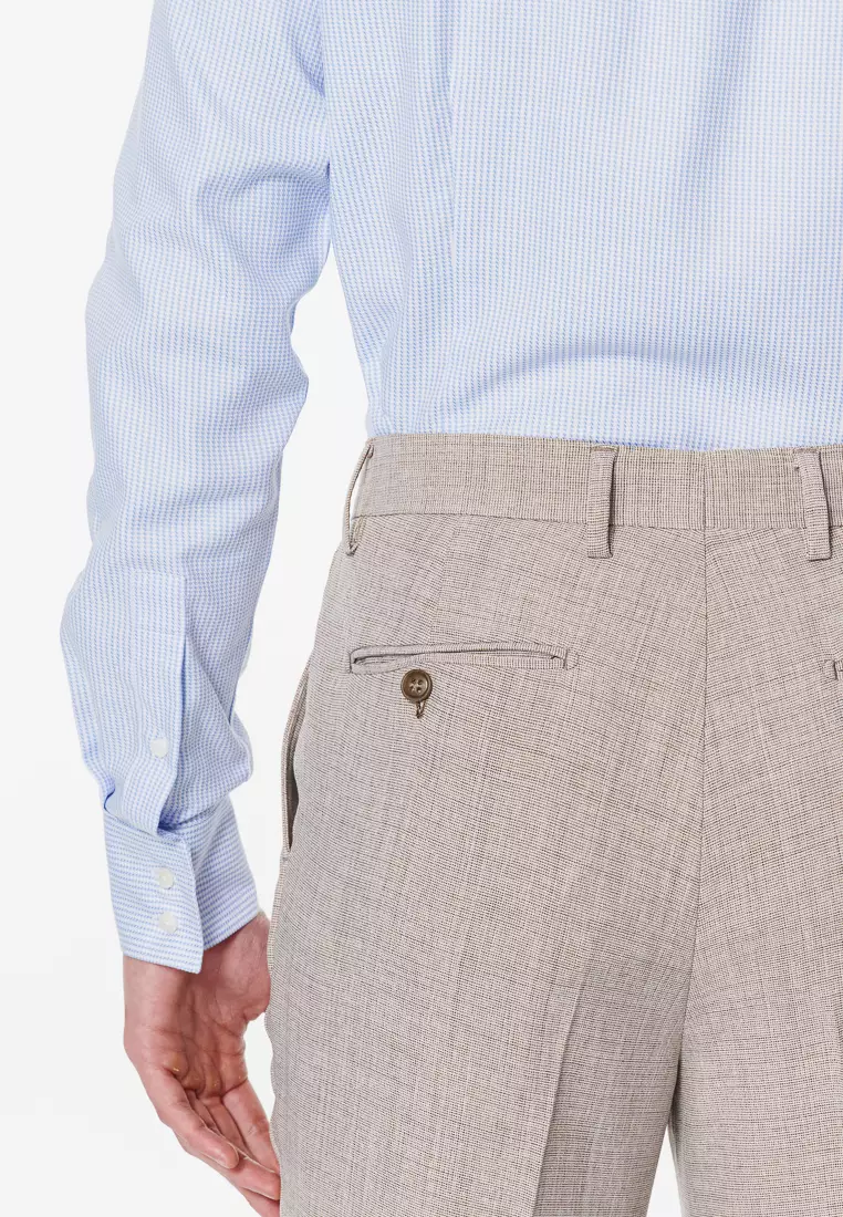 Sky Blue Houndstooth Textured Slim Fit Shirt