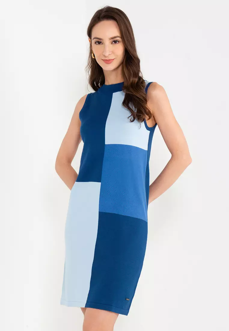 Colorblock sleeveless sheath dress on sale