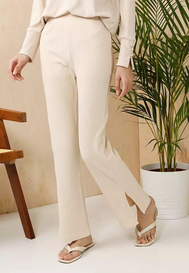 Buy ZALIA BASICS Knit Lounge Pants in Bone White 2024 Online