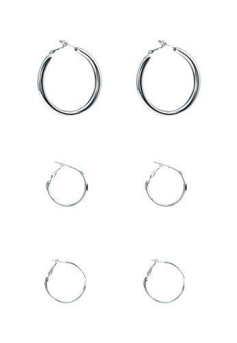 Red's Revenge silver 3-in-1 Full Circle Hoops Earrings Set A46F0AC8E23ADCGS_1