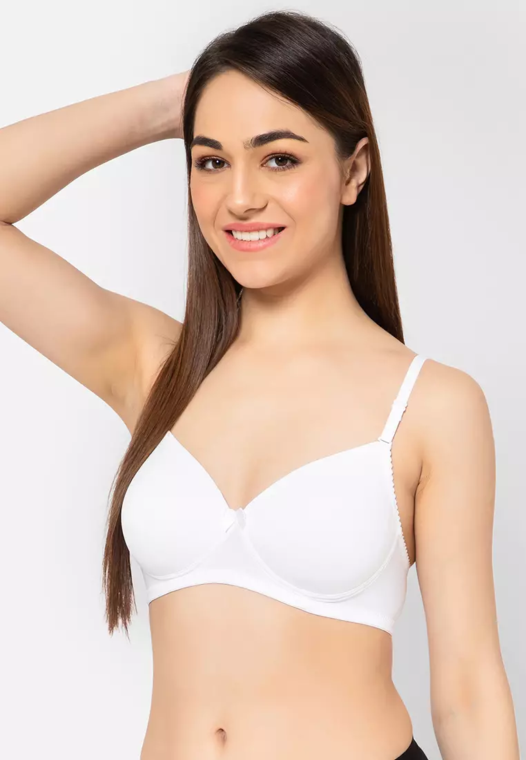 Clovia Padded Non-Wired Full Cup Multiway T-shirt Bra in White