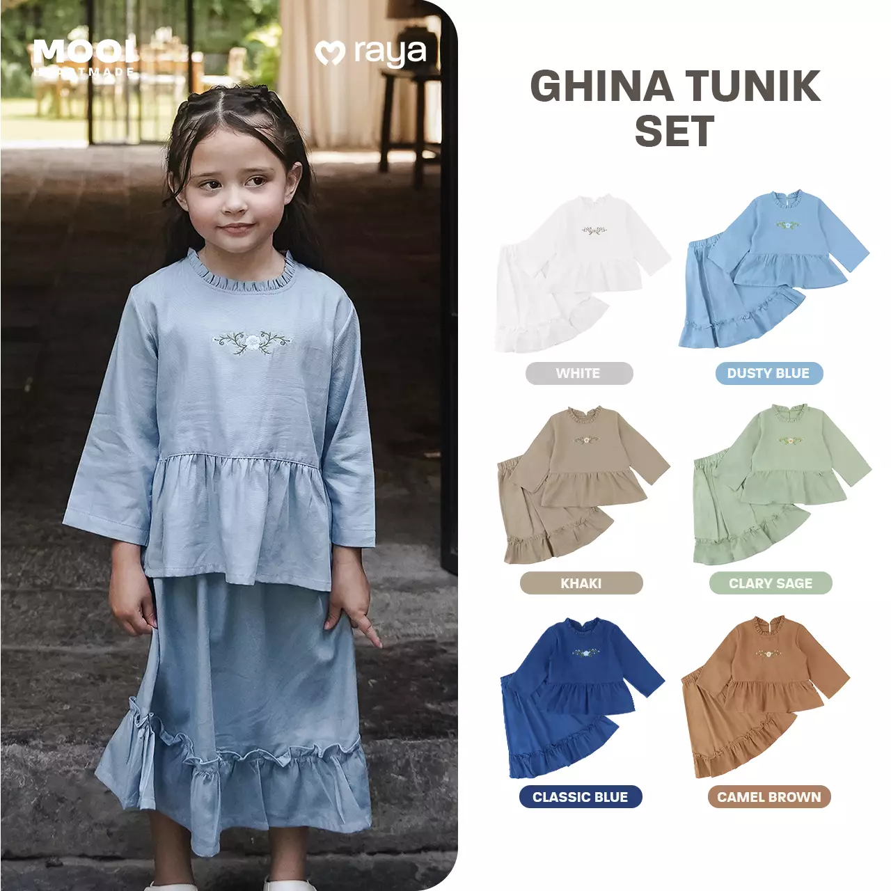 Mooi Setelan Anak Perempuan Raya Collection Ghina Tunik Set - Classic Blue