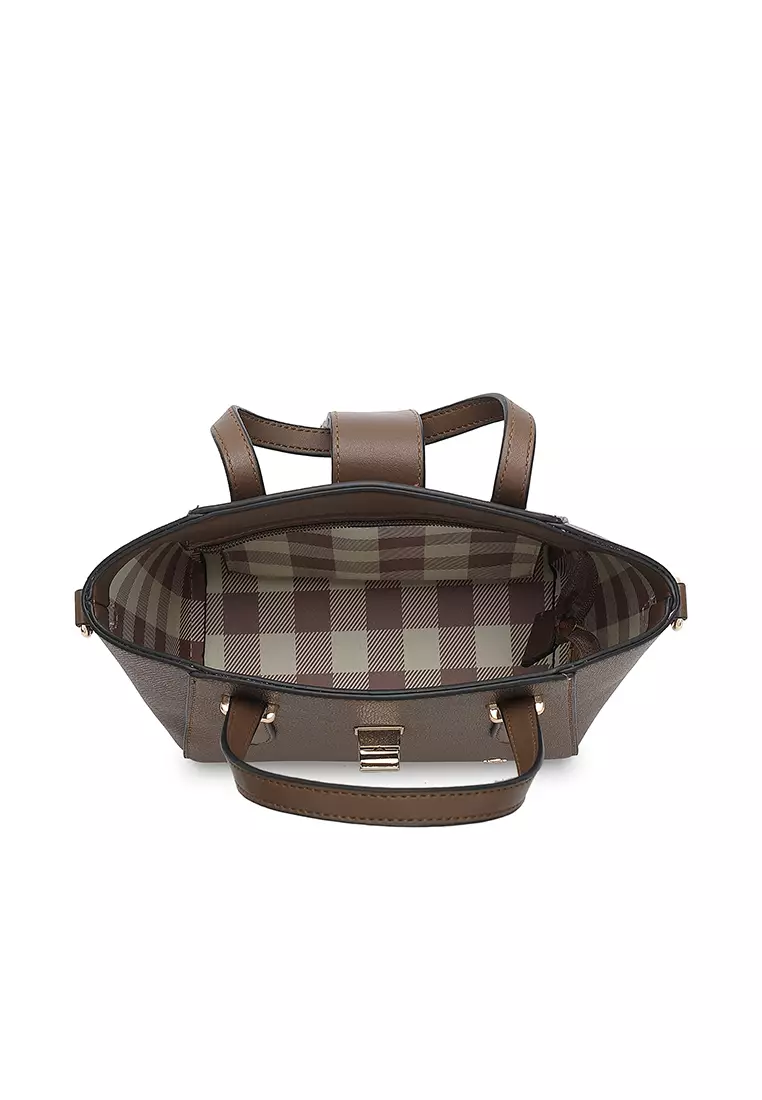 Women's Twist Lock Top Handle Bag / Sling Bag / Crossbody Bag (Tas Selempang Wanita / Tas Tangan Wanita) - Cokelat