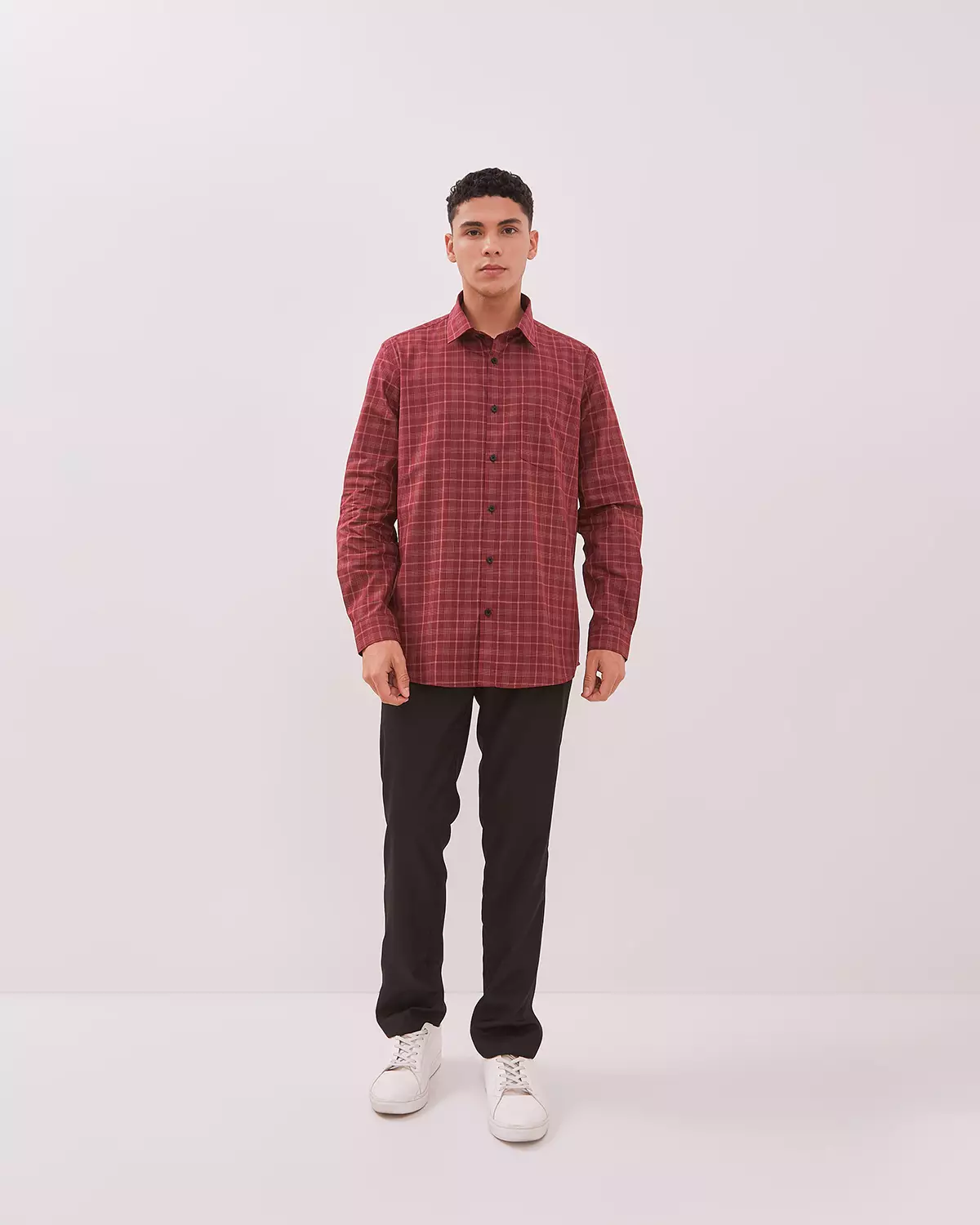 MEN'S RED CHECK LONG SLEEVE SHIRT