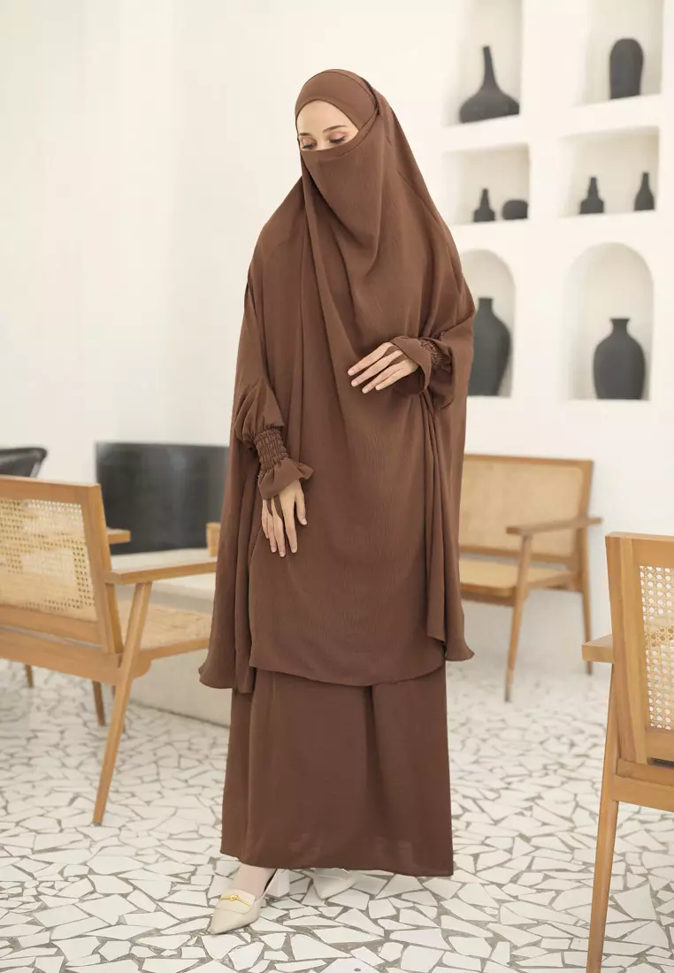 Zelena - Hifza Abaya | Set Abaya French Khimar - Chocomalt