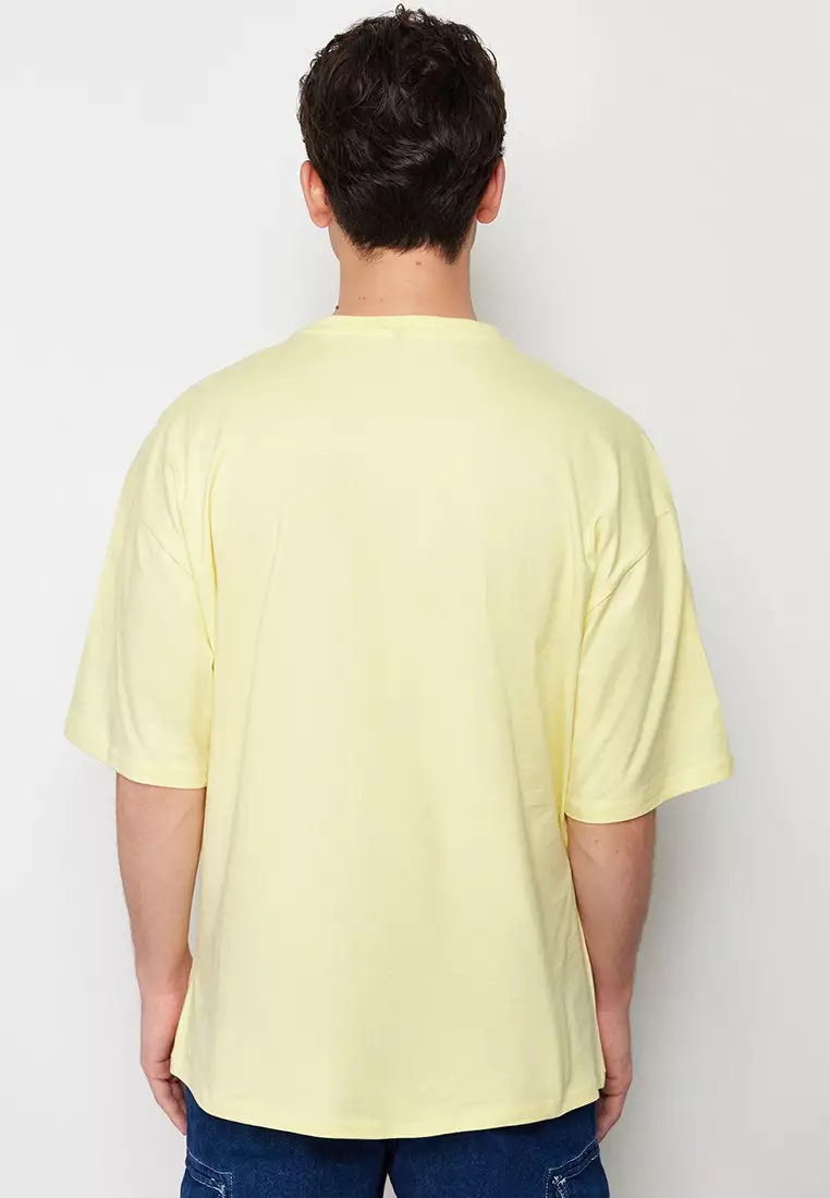 Yellow Oversize/Wide Cut 100% Cotton T-Shirt TMNSS22TS0318