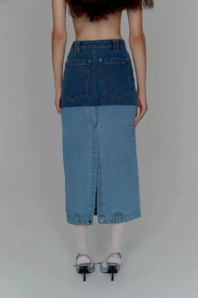 Up Side Down Denim Maxi Skirt