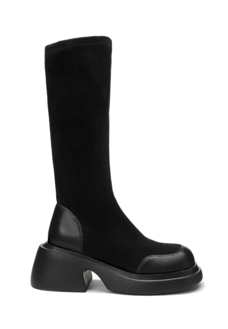 Discount on Twenty Eight Shoes  shoes - SKU: Platform Suede Stitched Skinny Boots Te198-6