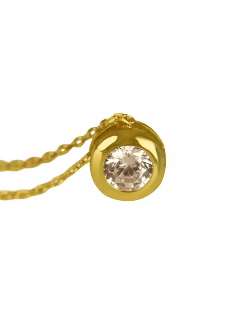 Large Bezel  Necklace 14k Gold