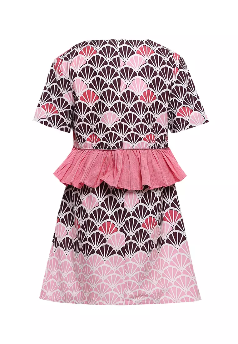 Dress Baju Pesta Batik Anak Perempuan Valena Pink