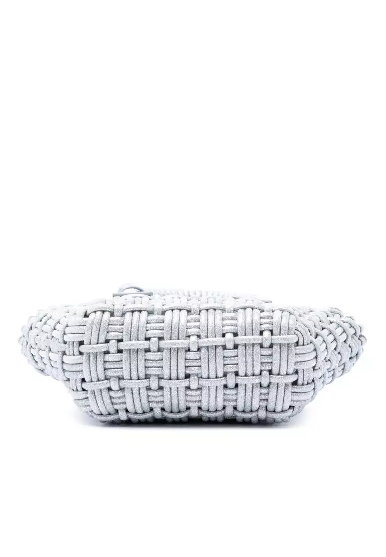 Pre-Loved Balenciaga Metallic Faux Leather Bistro Basket Bag Xxs