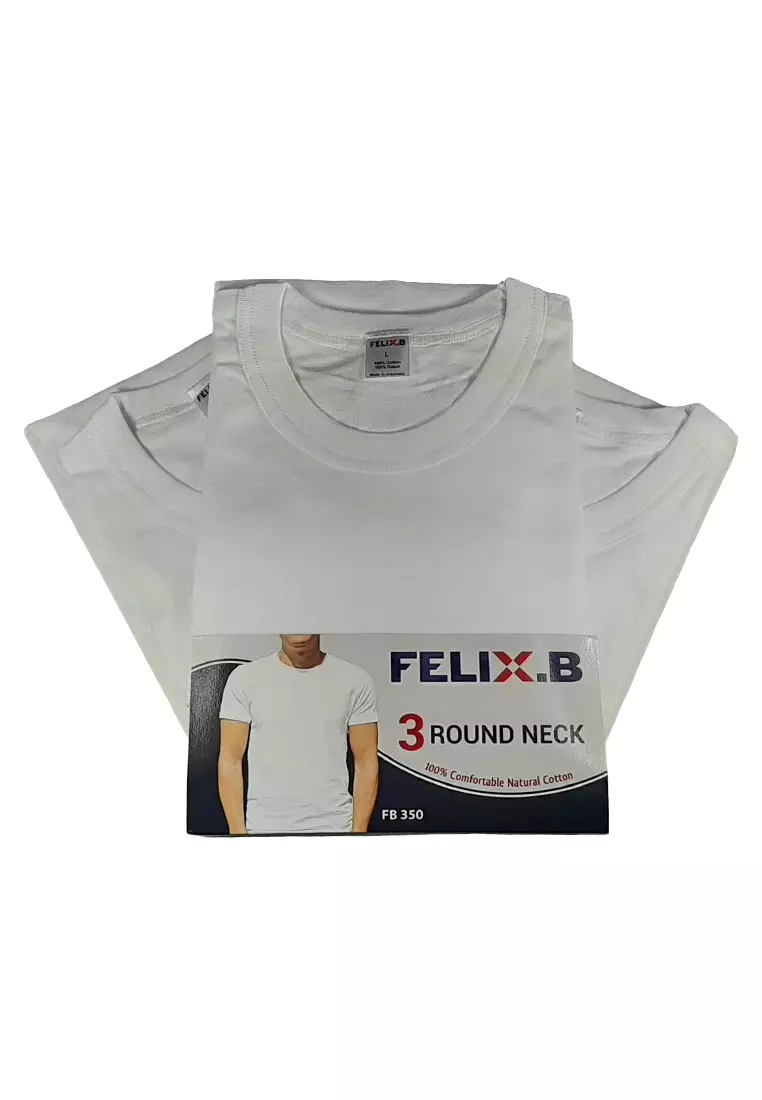 Jual Felix.B Felix.B Underwear Cotton T'Shirt Round Neck 3in1, White ...