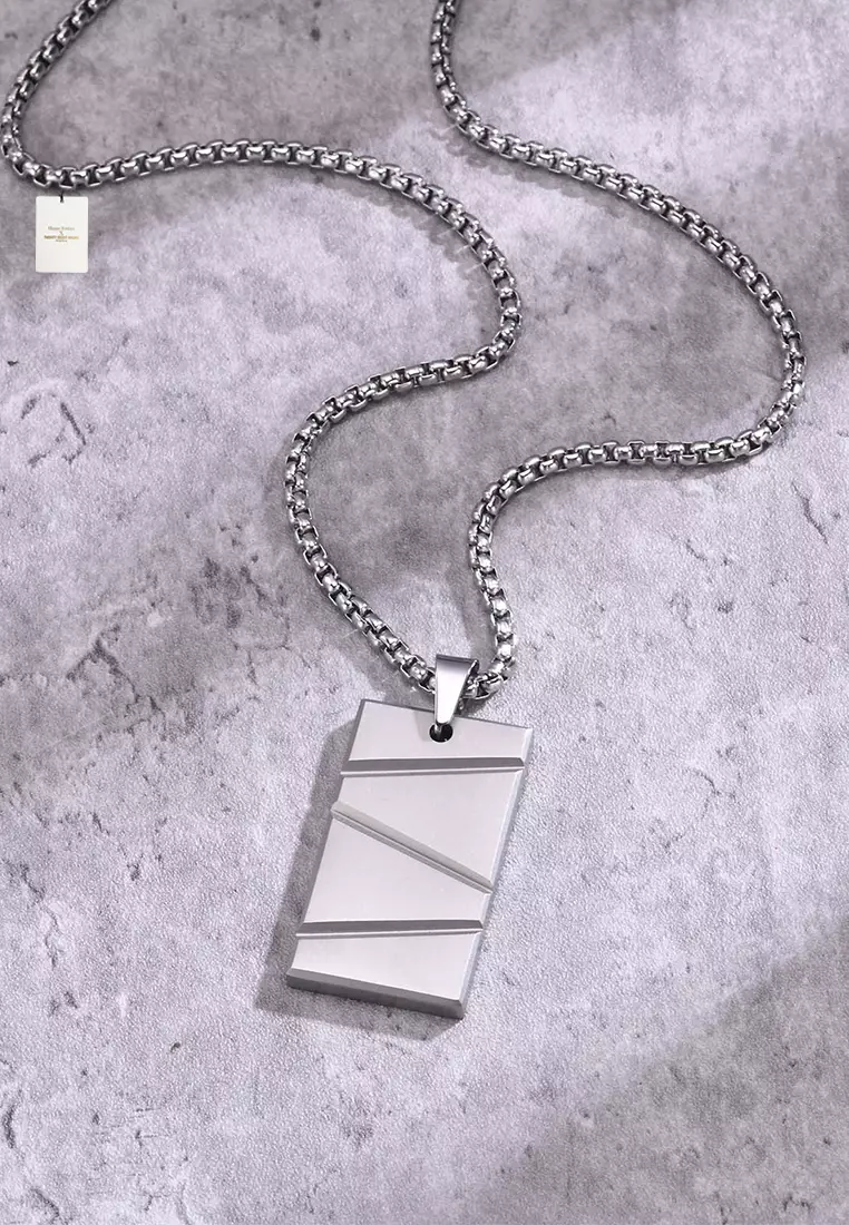 Titanium Steel Rectangle Bar Pendant Necklace JW QX-1927