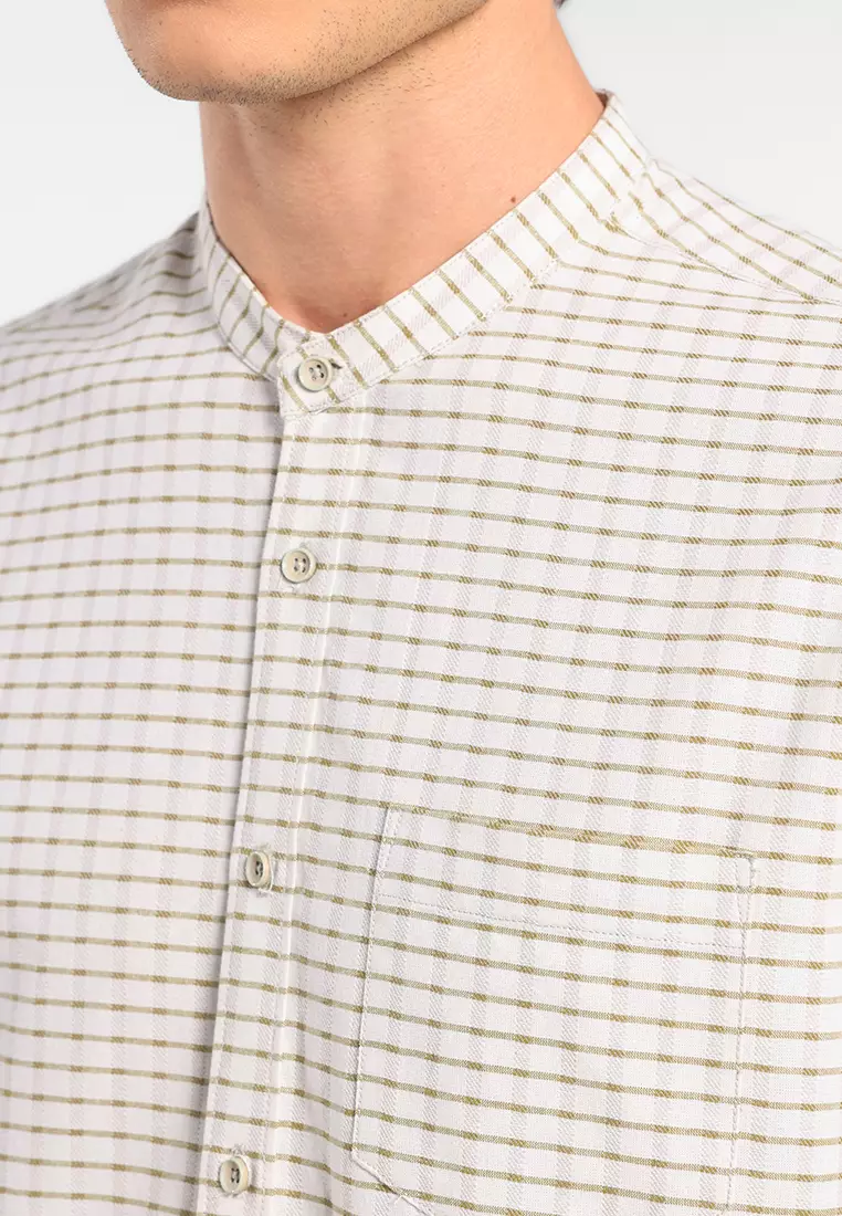 MANZONE X Adipati Dolken - Kemeja Koko Shanghai Lengan Panjang Pria Pasya Comfort Fit - Beige Warna Beige