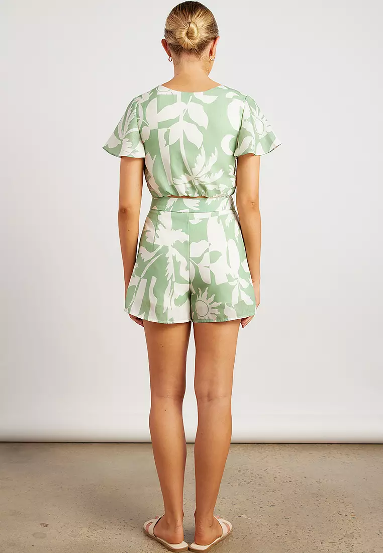 Tropical Icon Print Top and Shorts Set