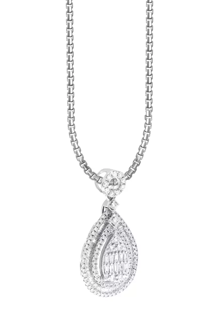 TOMEI Koleksi Gardenia Diamond Pendant, White Gold 750