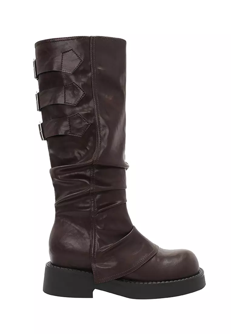 Discount on Twenty Eight Shoes  shoes - SKU: Hidden Heel Round Toe Slouch Boots TE2888-6
