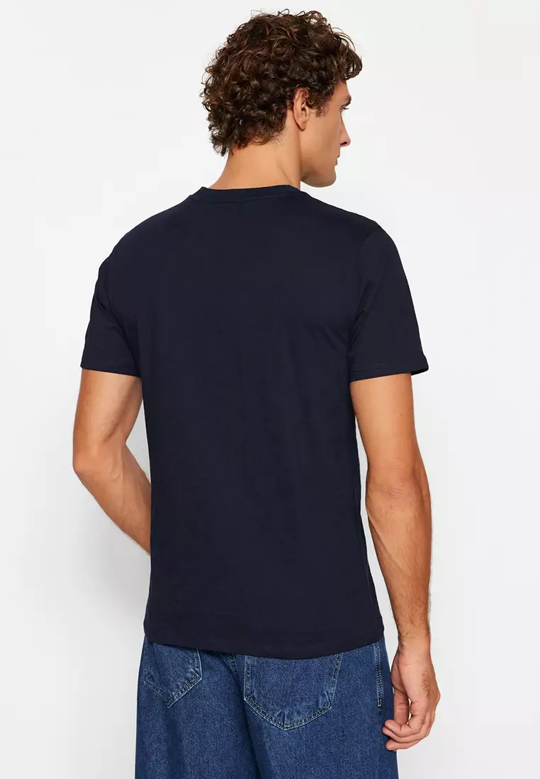 Stone-Navy Blue Basic Slim Fit 2-Pack Short Sleeve T-Shirt