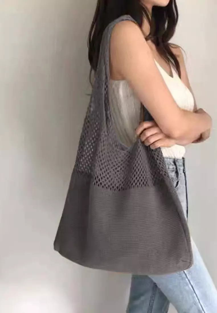 2024 New Vintage Hollow Woven Tote Bag Large Capacity Shopping Bag CA080701