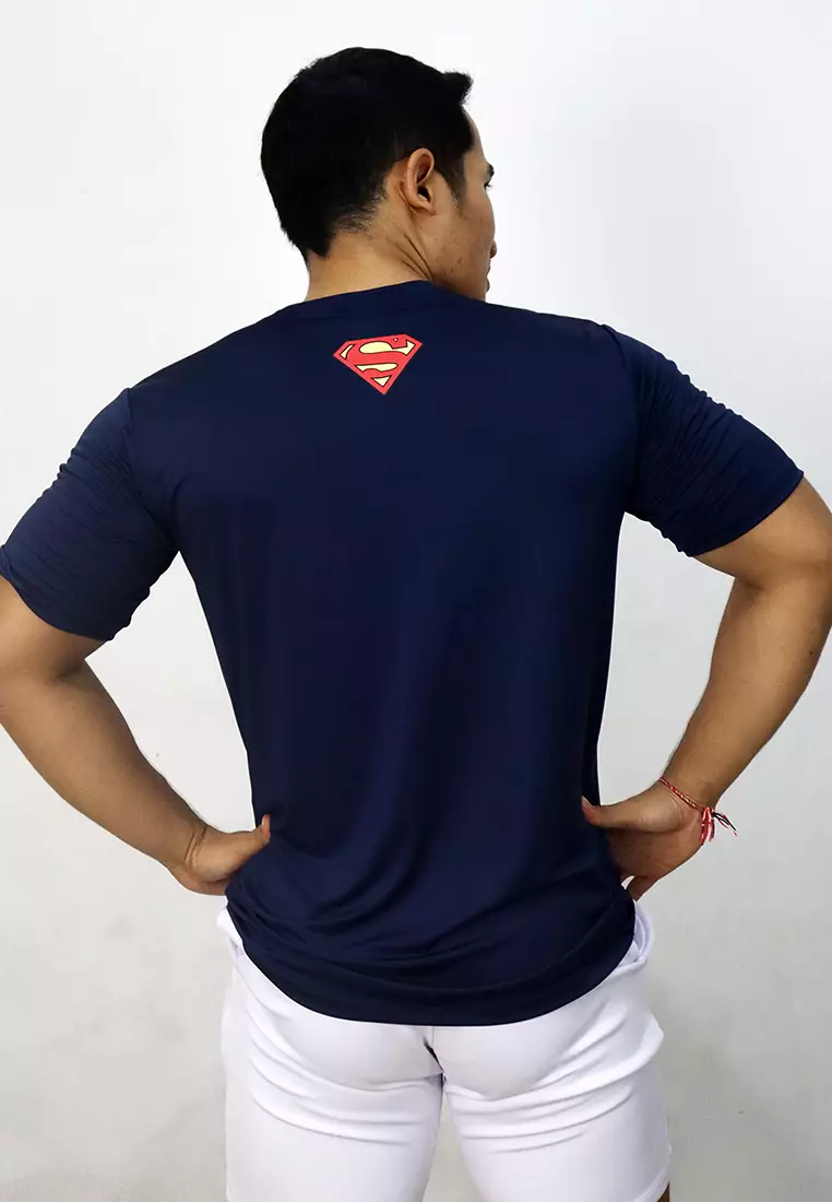 Flexzone Sports Tee Superman Authentic Shirt DC Comics Navy