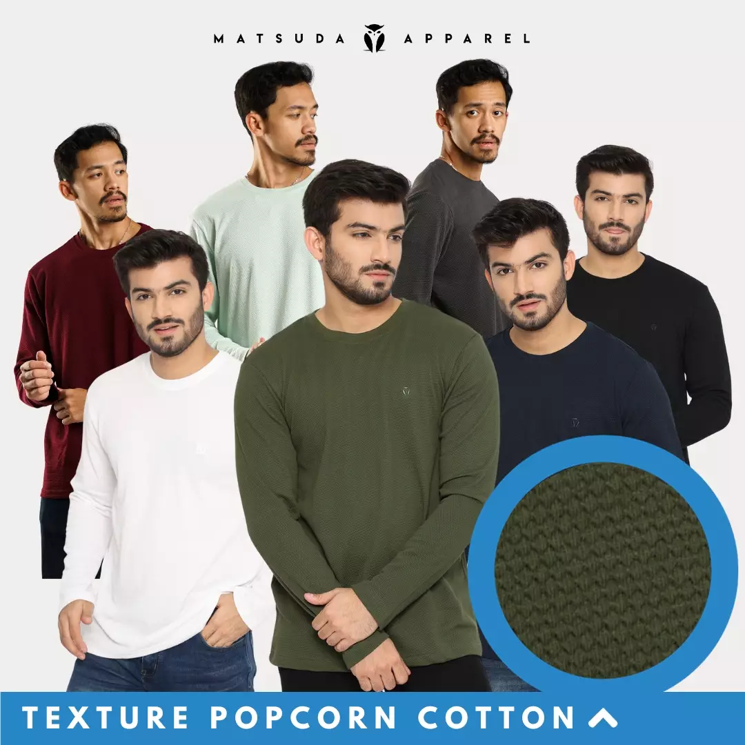 MATSUDA Kaos Lengan Panjang 20S Texture Popcorn Katun Nagato