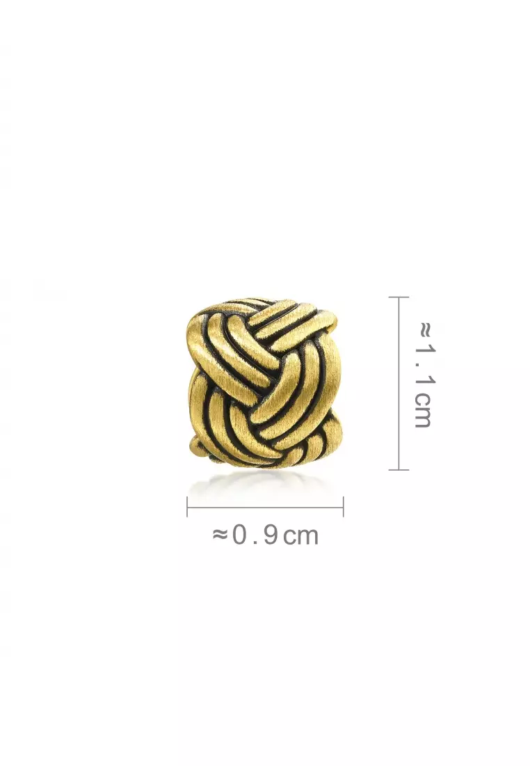 999 24K Solid Gold Noir Pineapple Knot Charm 92301C (Bracelet not included)