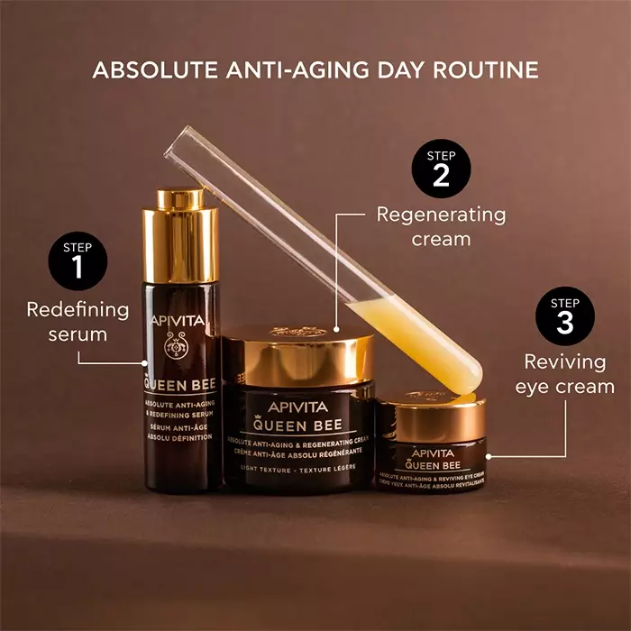 Apivita Queen Bee Absolute Anti-Aging & Regenerating Cream Light Texture 50 ml | Krim Anti Aging Tekstur Ringan Mengurangi Kerutan Mengencangkan Kulit Mengangkat Kontur Wajah