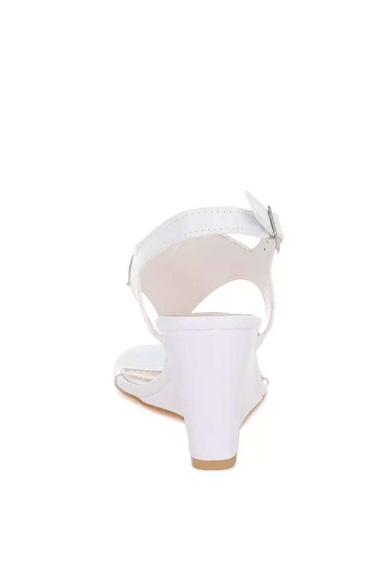 Real Leather Wedge Heel Sandals In White