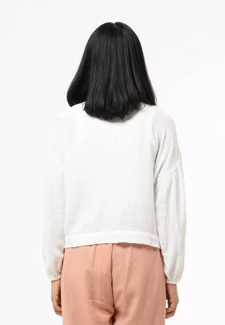 Greenlight Women's Shirt Long Sleeve Loose Fit Tie Knot Blouse Kumiko HP-C050225