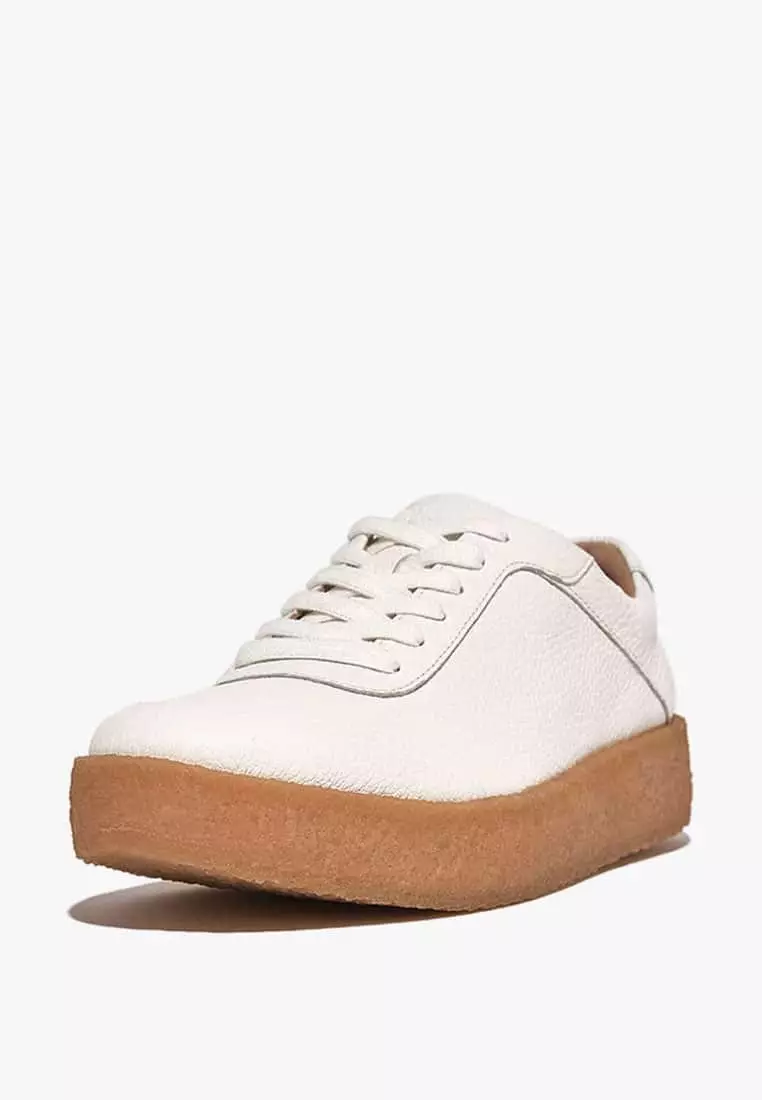 Discount on Fitflop  shoes - SKU: Fitflop Rally Tumbled-Leather Crepe Sneakers Gl9-194 Urban White