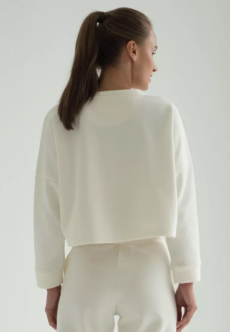 Loraine Long Sleeve Crop Top - Blanc
