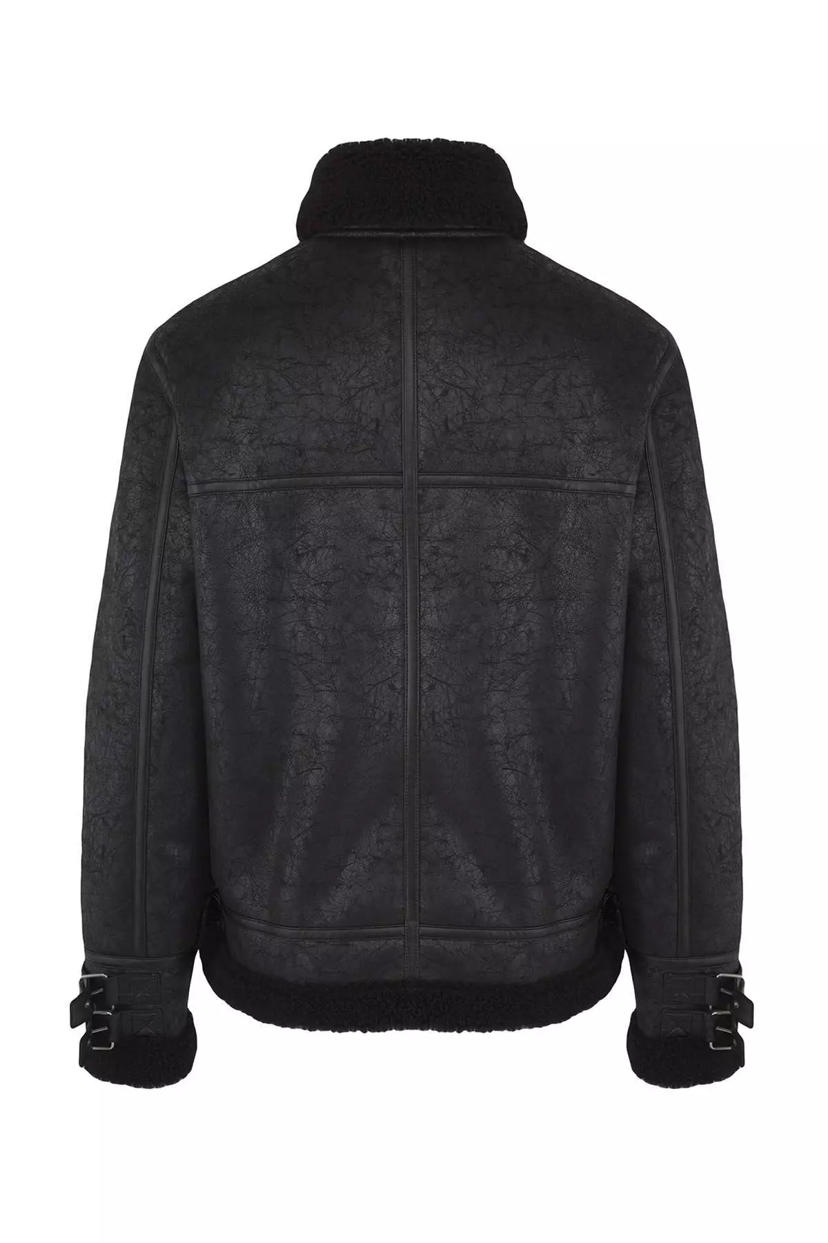 Men'S Black Regular Fit Winter Coat With Fur Lining Tmnaw25Mo00013