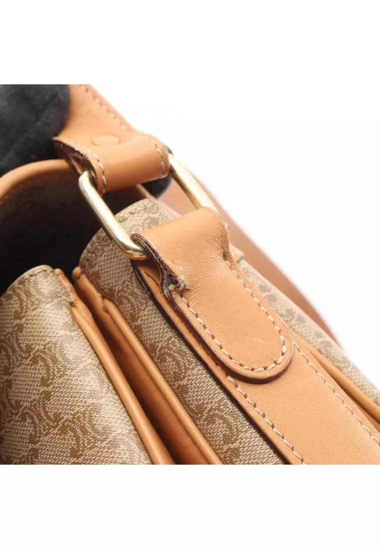 Pre-Loved Celine Macadam Shoulder bag PVC leather beige light brown