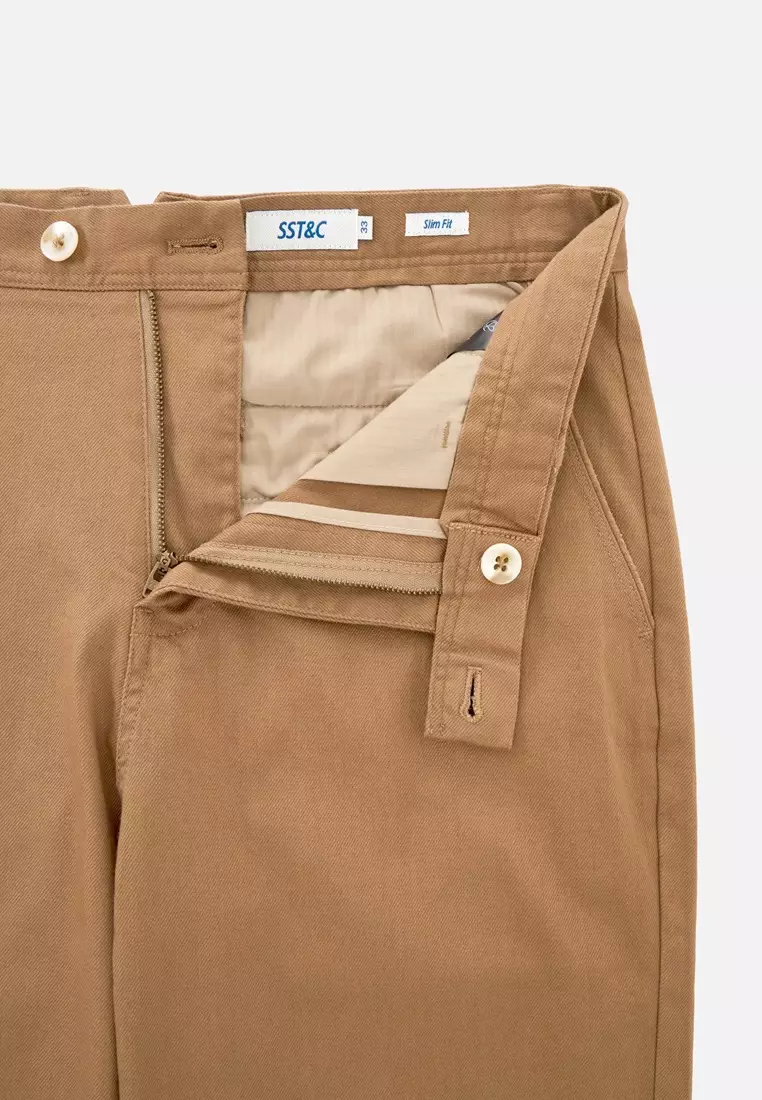 Dark Khaki Slim-Fit Stretch Chinos