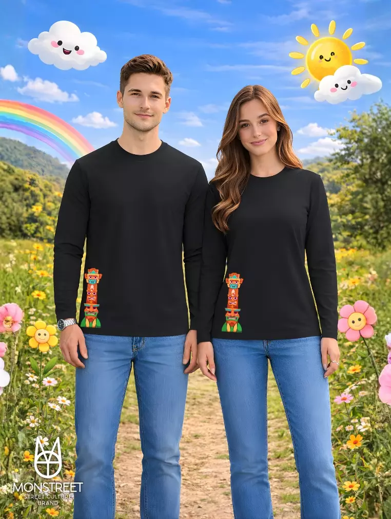 Monstreet Kaos Katun Combed 24S Grafis Reguler Fit Lengan Panjang Hitam Tshirt LUTR234 Cotton Combed 24S Graphic Tshirt Regular Fit Full Sleeve Black Tshirt