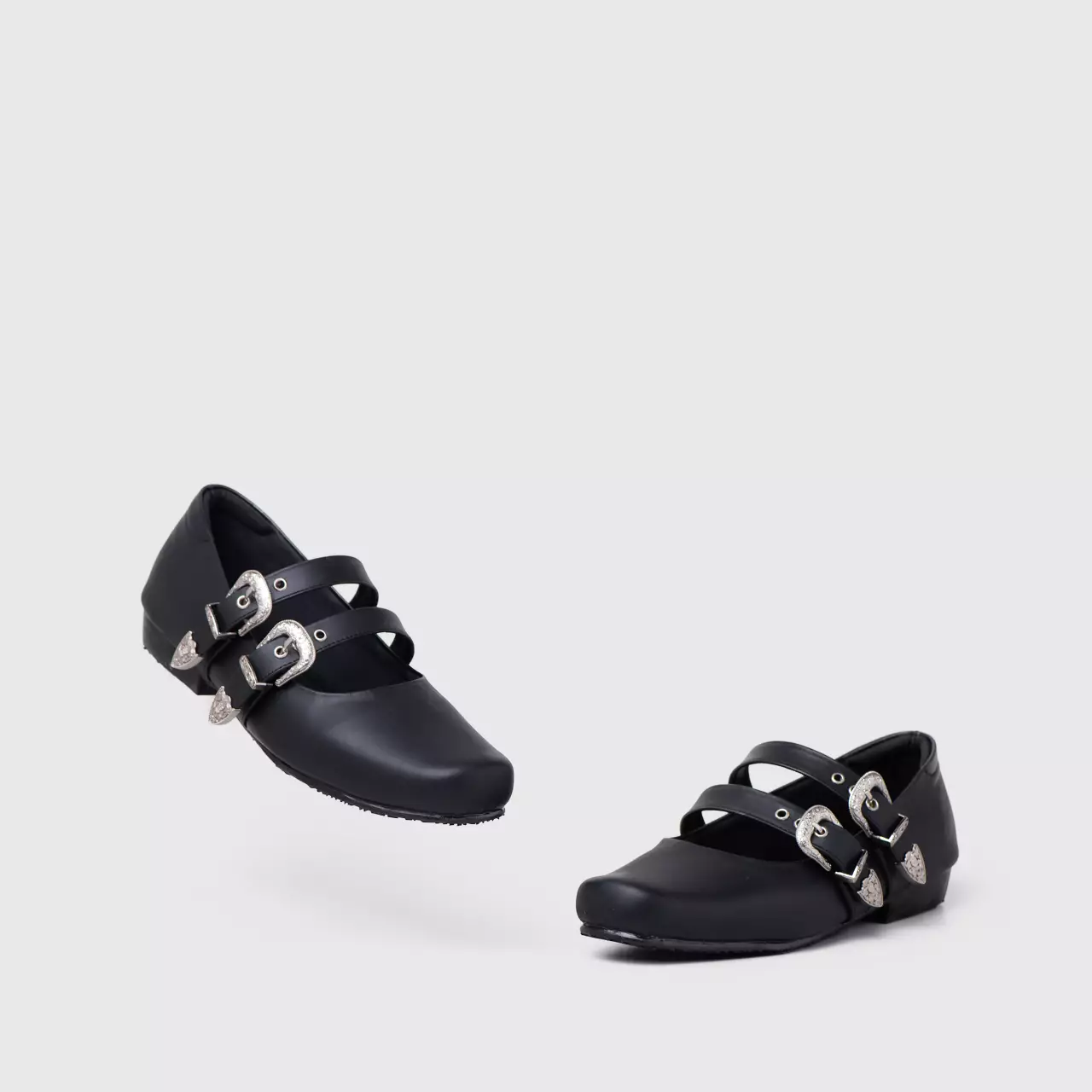 Baleva Flat Shoes Genuine Leather Pantera Black