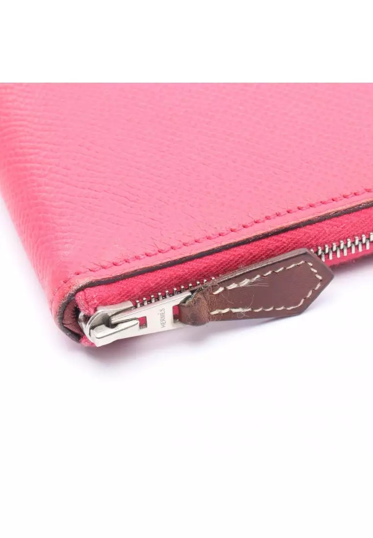 Pre-Loved Hermès Azap Long silk in rose extreme round zipper long wallet Veau epsom pink silver hardware A stamp