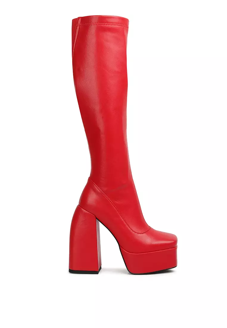 Red boots long cheap