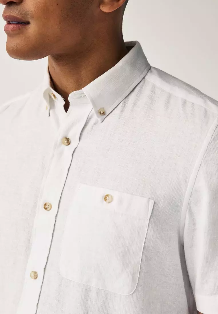 【韓国人気★MONOHA】LINEN SHORT SLEEVE SHIRT ★ホワイト★ NEXT Linen Blend Short Sleeve Shirt 2025 | Buy NEXT Online