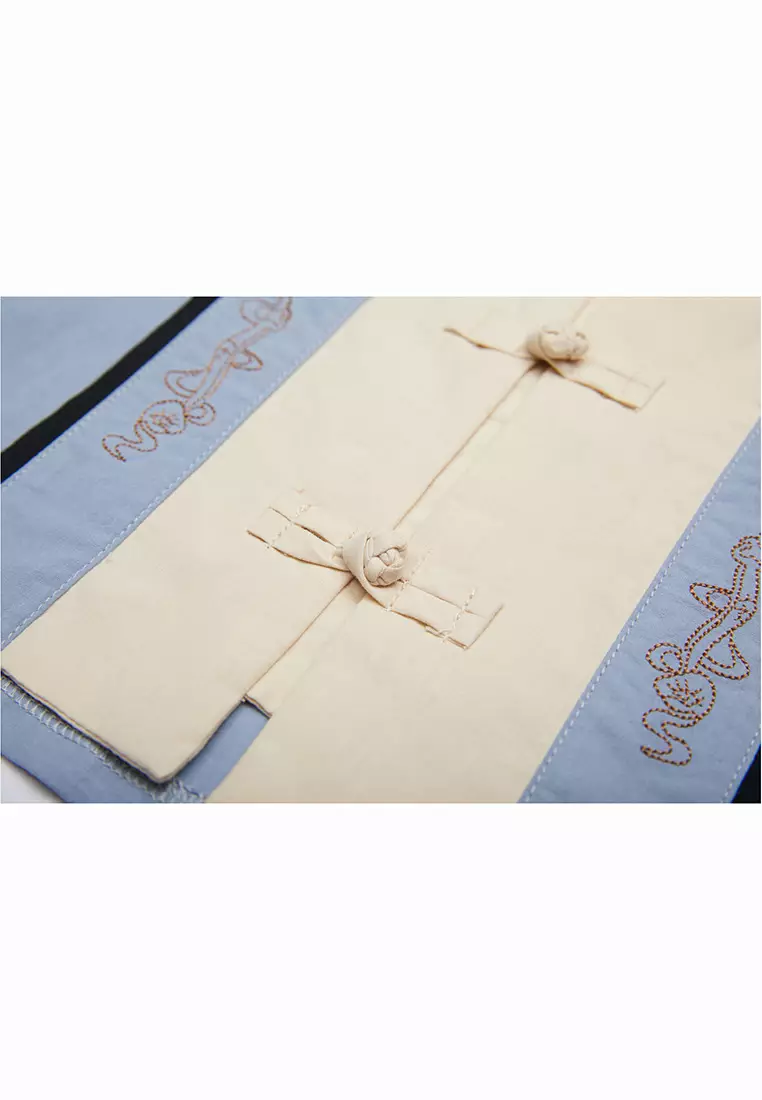 男童假兩件漢字“福”繡花唐裝漢服套裝新年拜年衣服