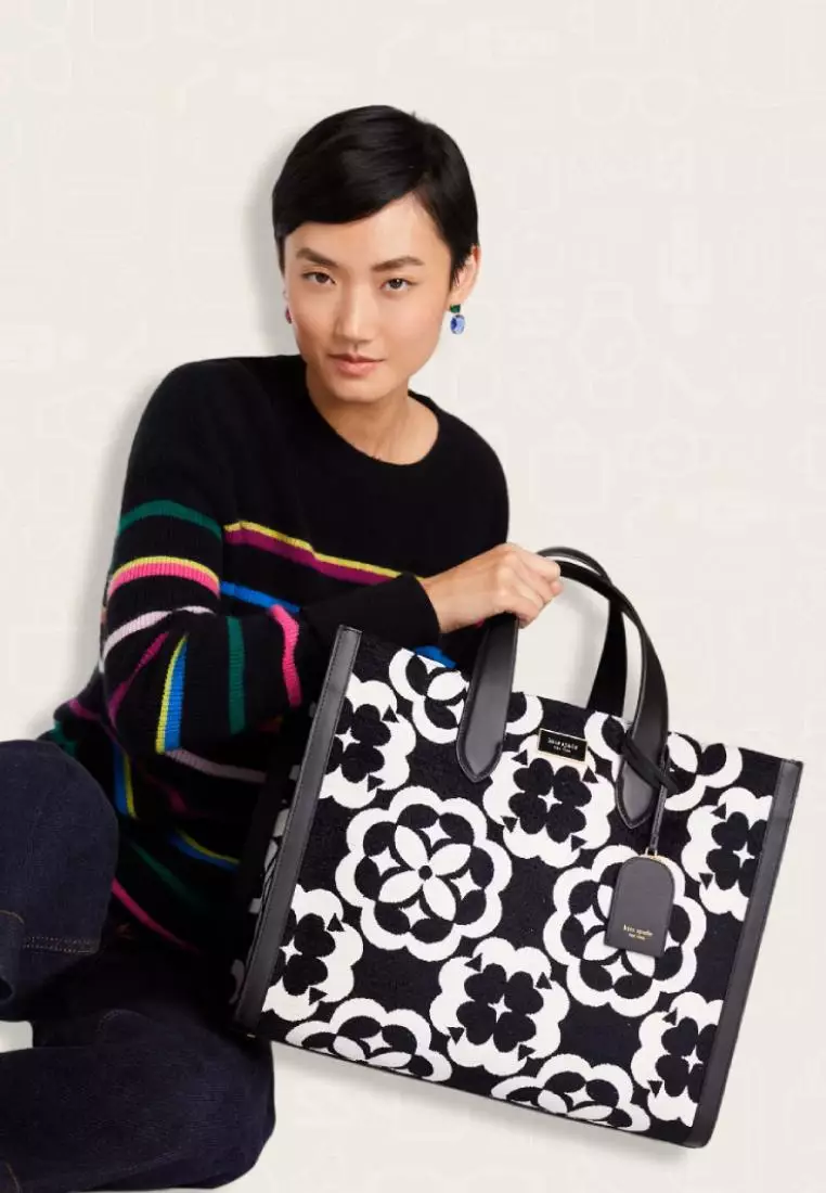 Kate Spade Spade Flower Monogram Manhattan Chenille Large Tote Timeless
