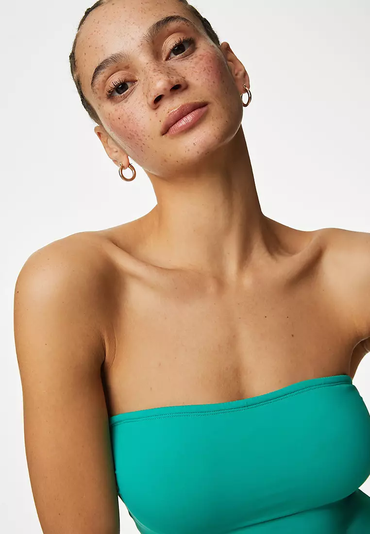 Padded Drawstring Bandeau Swimsuit