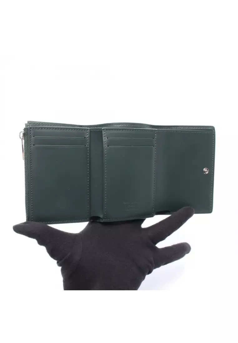 Pre-Loved Louis Vuitton Victor Wallet LV Aerogram Forest Green trifold wallet leather Dark green