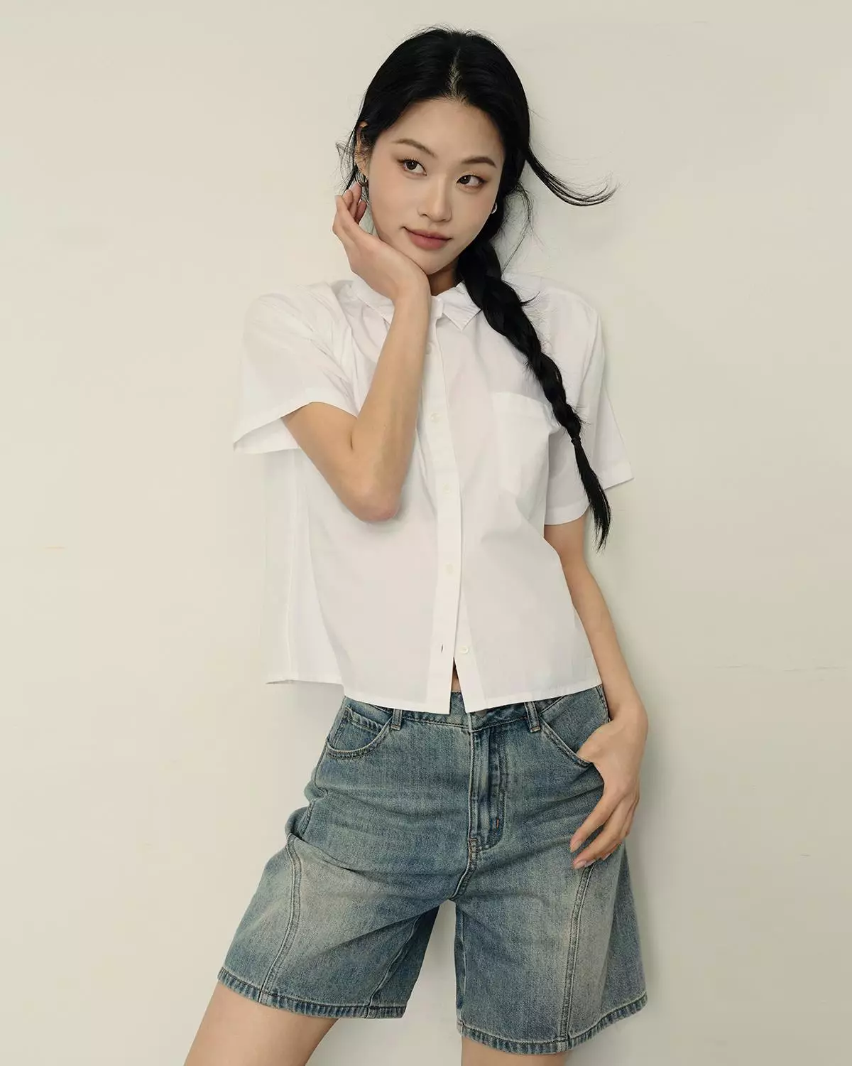 Giordano Women's (Online Exclusive) Korea  Short Sleeve Cotton Shirt 0534549602